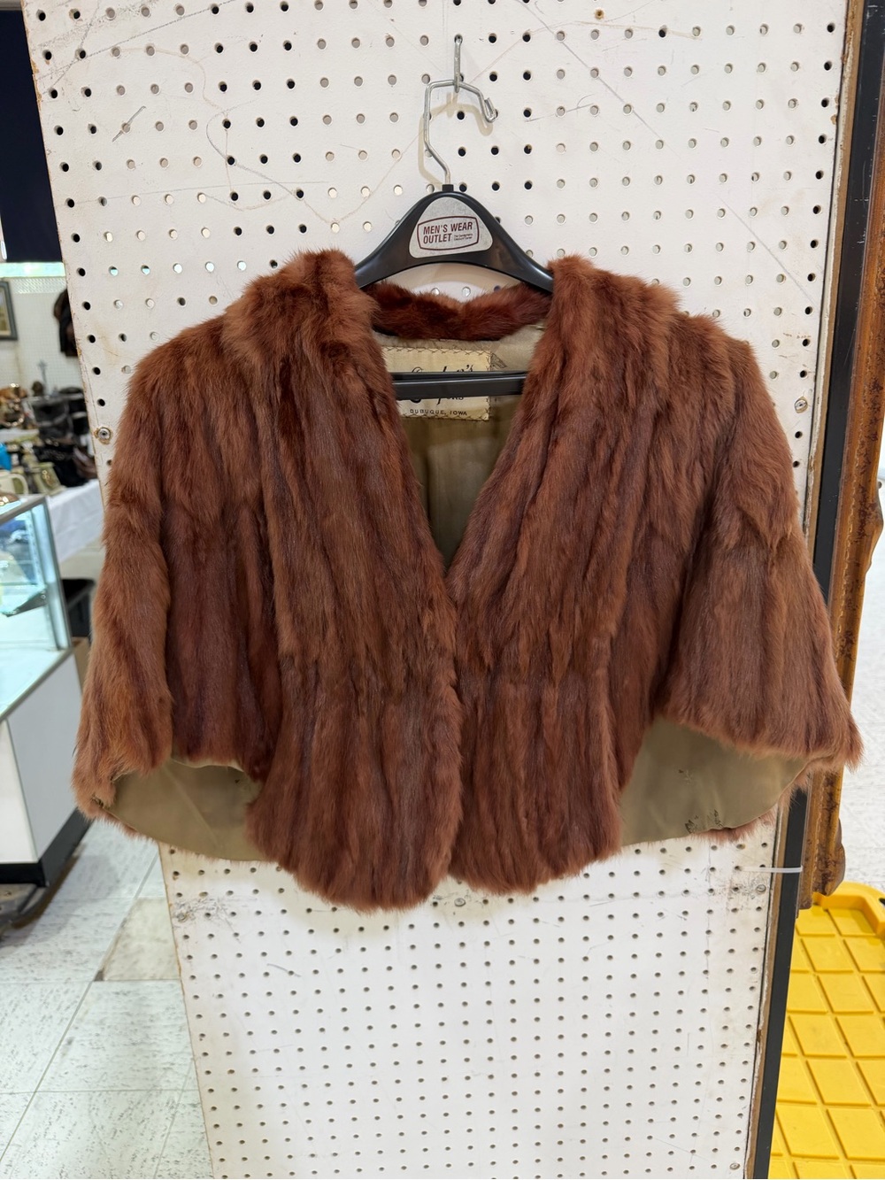 Landons Furs Vintage Mink Fur Wrap Stole Lined Bubuque Iowa S/M
